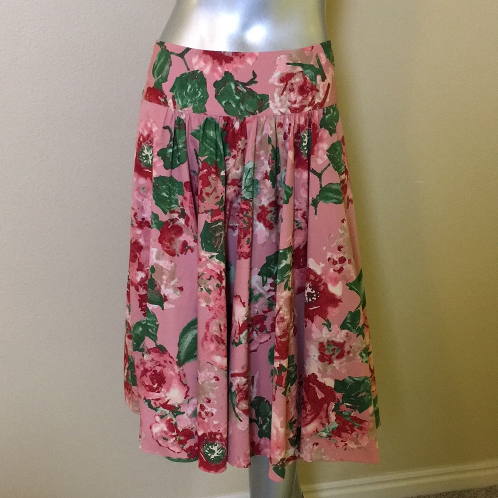 TALBOTS Floral Rose Cotton Blend Skirt